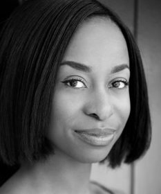 A black and white headshot of actor Perola Congo